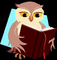 Cartoon owl reading 